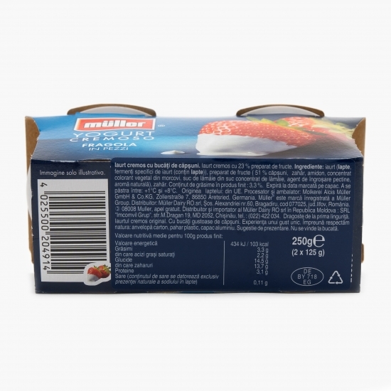 Pachet iaurt cu bucăți de căpșuni 2x125g