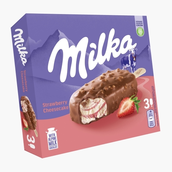 Înghețată cu aromă de cheesecake și sorbet de căpșuni 3x90ml (3x67g)