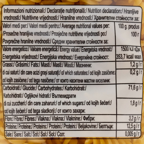 Paste Fusilli grâu dur 3 minute 500g