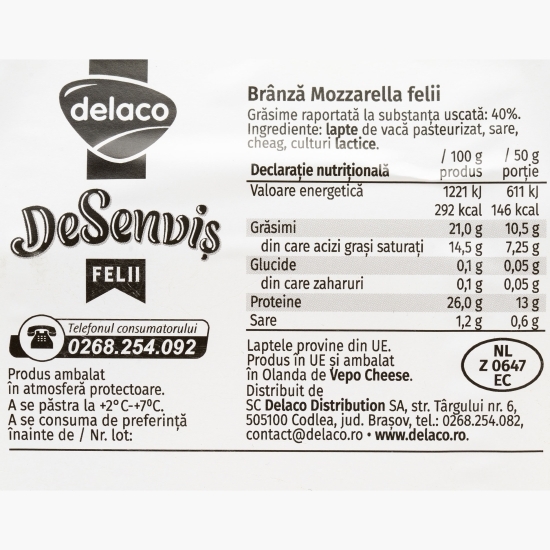 Mozzarella felii DeSenviș 200g
