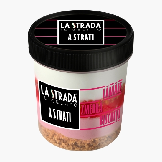 Înghețată cu zmeură, lămâie și biscuiți A Strati, 473ml (330g)