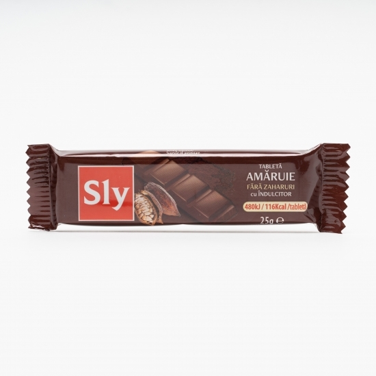 Tabletă dietetică cu ciocolată amăruie, fără zahăr 25g