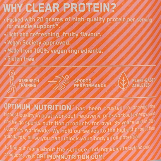 Proteine vegetale zero zahăr Gold Standard Clear Plant, aromă piersici, 280g 