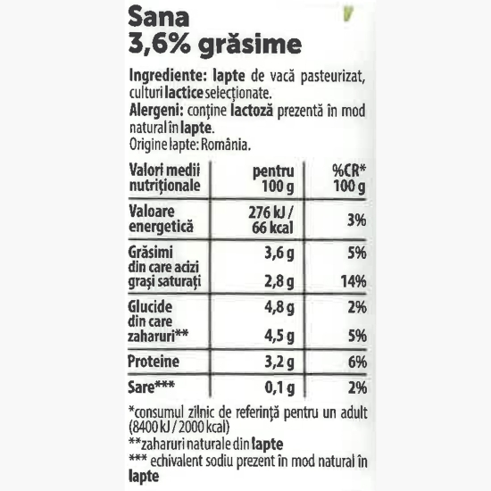 Sana 3.6% grăsime 330g