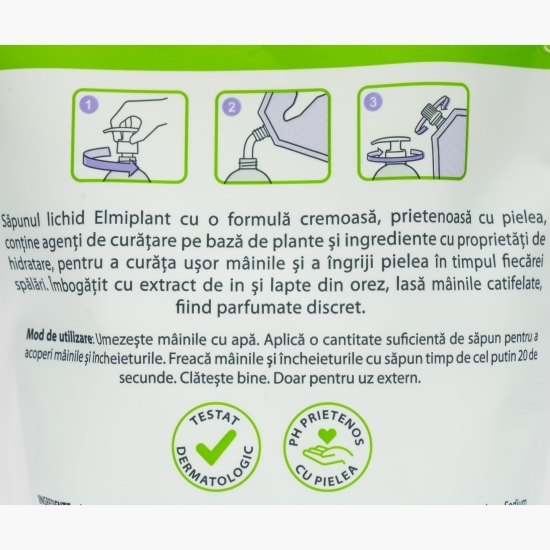 Rezervă săpun lichid cremă, eco Semințe de in & lapte din orez 0.75l
