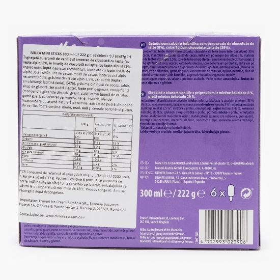 Îngheţată cu aromă de vanilie şi amestec de ciocolată, 6x50ml (6x37g)