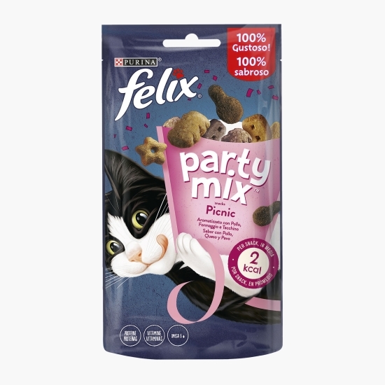 Recompensă pentru pisici adulte Party Mix Picnic, 60g, cu pui, brânză și curcan