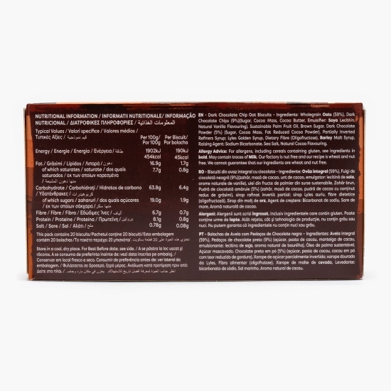 Biscuiți din ovăz integral cu ciocolată 200g