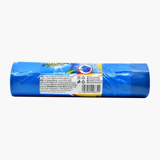 Saci menajeri Max Power cu șnur, 35l, 15 buc