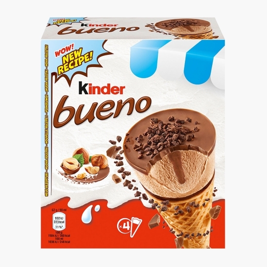 Înghețată de alune cu ciocolată, cornet, 4x90ml (4x62g)