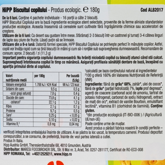 Biscuitul copilului, eco, +6 luni, 180g