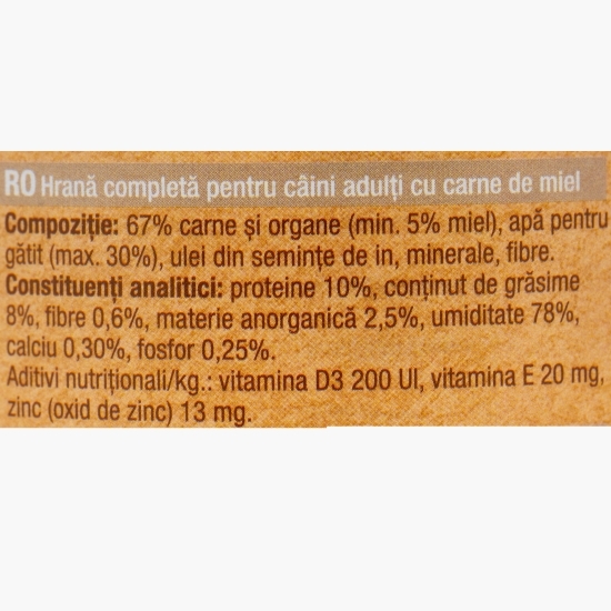 Hrană umedă pentru câini adulți, cu miel, 400g