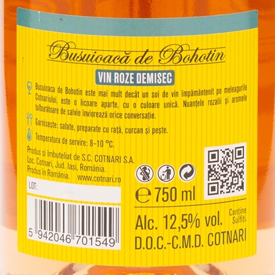Vin rose demisec Busuioacă de Bohotin, 12.5%, 0.75l
