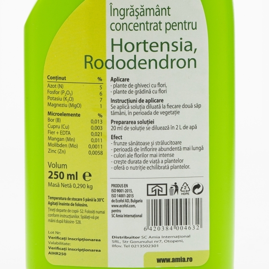 Îngrășământ concentrat pentru Hortensia Rododendron 0.25l