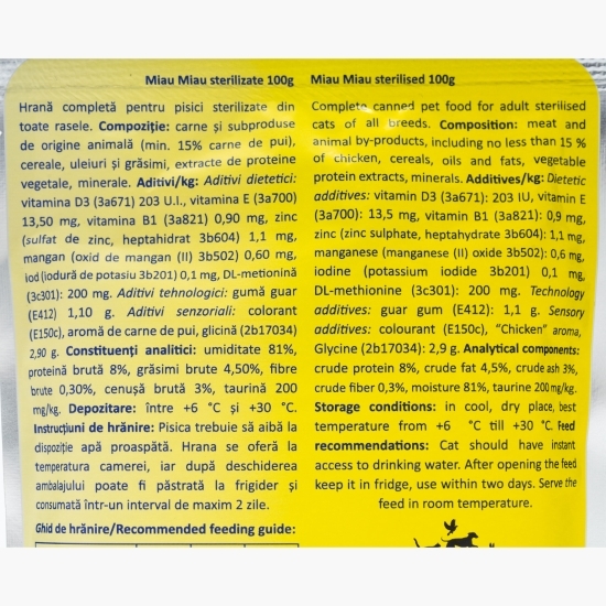 Hrană umedă pentru pisici, 100g, Sterilised