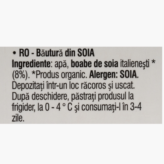 Băutură vegetală eco din soia integrală + calciu (fără zahăr), 1l