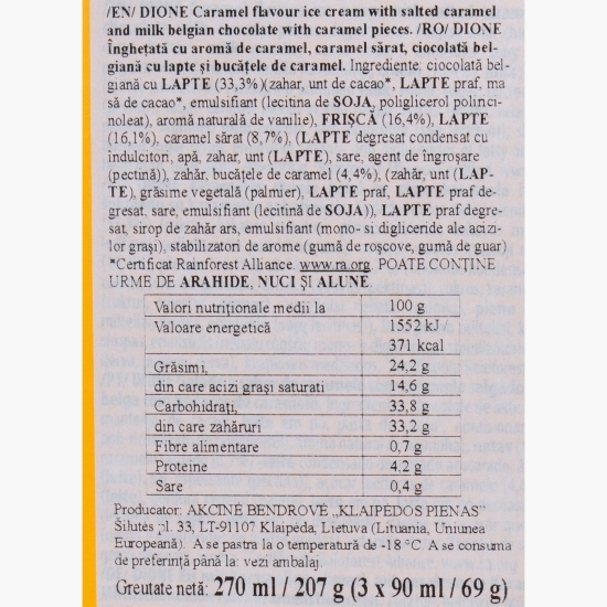 Înghețată de caramel sărat, 3x90ml (3x69g)
