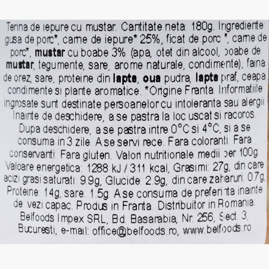 Terină de iepure cu muștar 180g