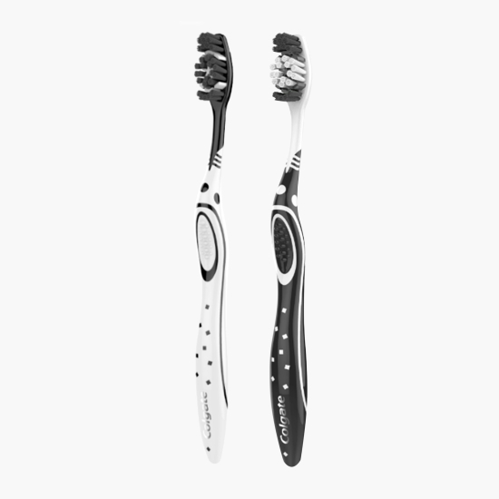 Pachet: 2x Periuță de dinți cu peri moi Max White Charcoal Soft