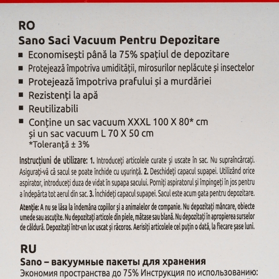 Saci vidare pentru depozitare, 1 buc XXXL 100x80cm și 1 buc L 70x50cm
