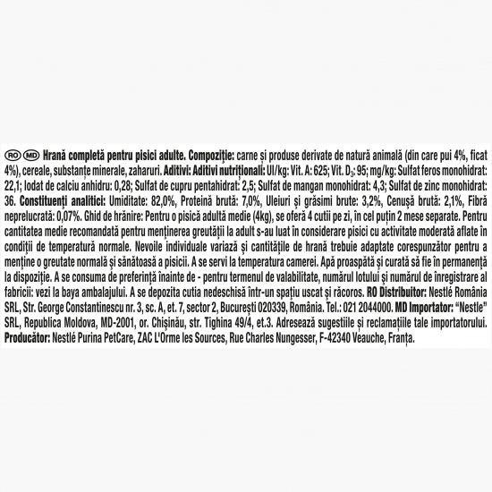 Hrană umedă pentru pisici, 85g, Mini fileuri în sos cu pui și ficat 