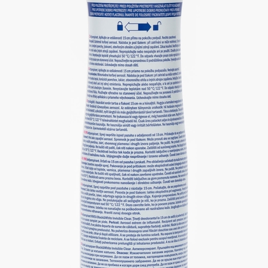 Deodorant antiperspirant spray Invisible Black&White Clear 150ml