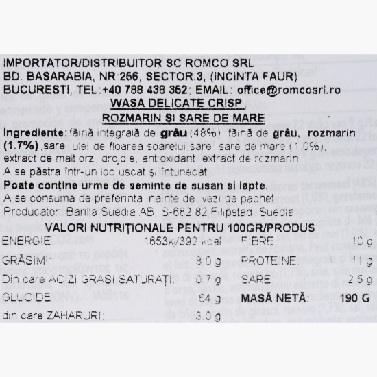 Pâine prăjită cu rozmarin și sare de mare 190g