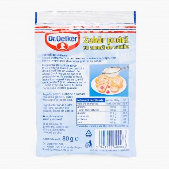 Zahăr pudră cu aromă de vanilie 80g
