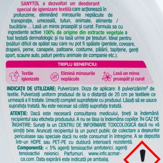 Dezodorizant și igienizant pentru textile, 0.5l