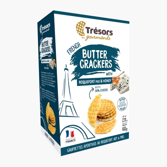 Crackers cu unt, brânză Roquefort & miere 60g