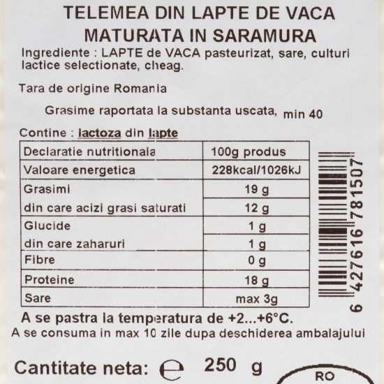 Telemea maturată din lapte de vacă 250g