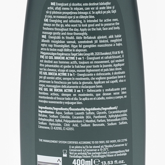 Gel de duș pentru bărbați 3-în-1 Active 400ml