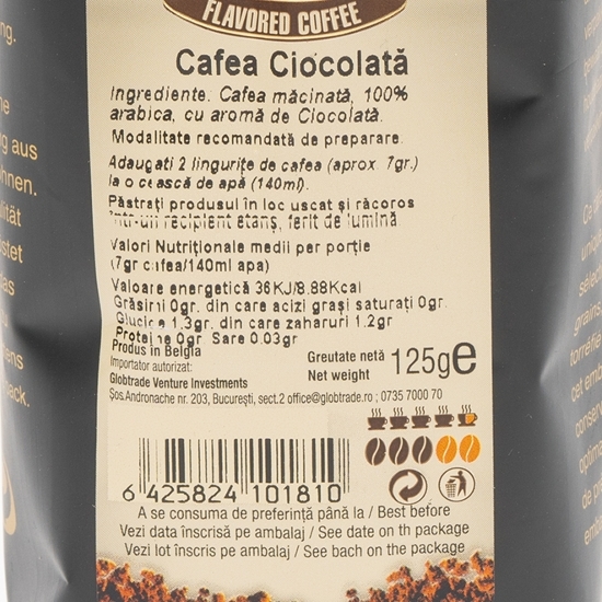 Chocolate Coffee 125g, cafea măcinată cu aromă de ciocolată