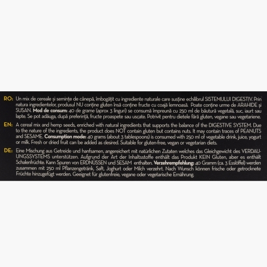 Granola eco cu cânepă Low Sugar, 400g
