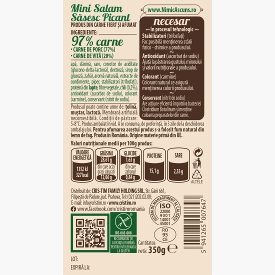 Mini salam săsesc picant 350g