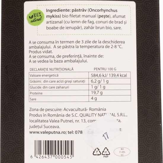 File de păstrăv afumat eco 100g