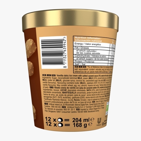Înghețată Bon Bon Gold Caramel Billionaire, 12 buc, 204ml (168g)
