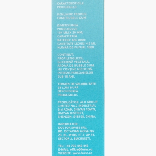 Țigară electronică BubbleGum 0mg/ml, fără nicotină, 1800 puffs