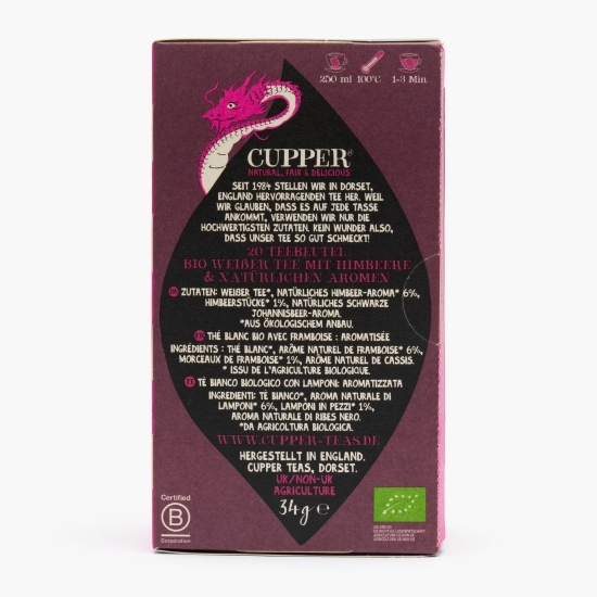 Ceai alb eco cu zmeură 20 plicuri, 34g