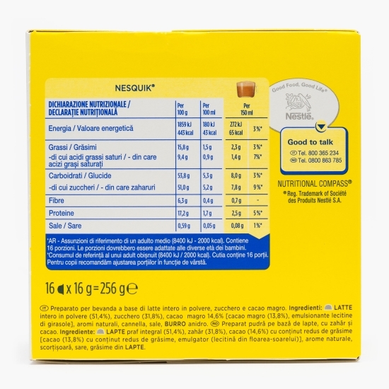 Nesquik 16 băuturi 256g, capsule ciocolată caldă