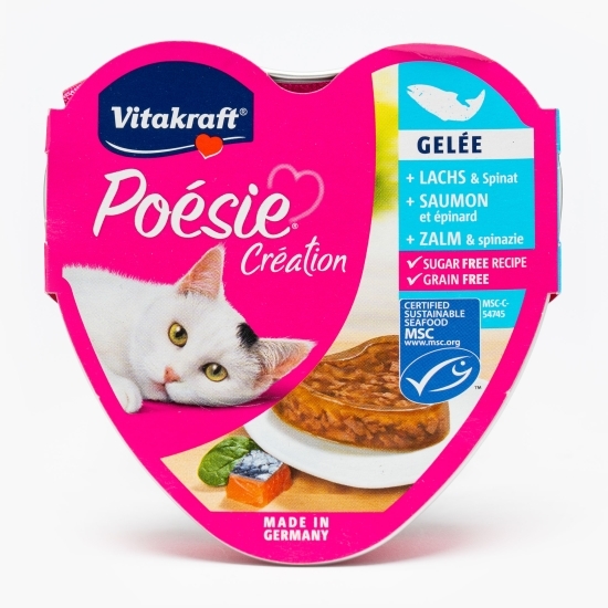 Hrană umedă pentru pisici Poesie, 85g, cu somon și spanac