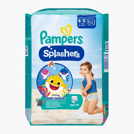 Scutece chiloțel pentru apă Splashers Baby Shark, mărimea 4-5, 9-15kg, 11 buc   