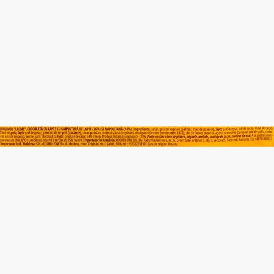 Ciocolată cu lapte cu umplutură de lapte și napolitană Lacmi 90g