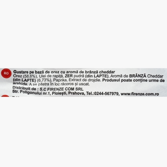 Snack de orez cu aromă de brânză cheddar, fără gluten 65g