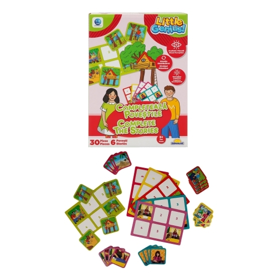Joc de memorie Completează poveștile, roșu și verde, 3+ ani