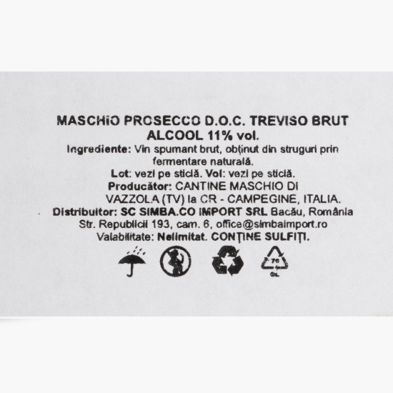 Vin spumant brut Prosecco D.O.C. Treviso, 11%, 0.75l