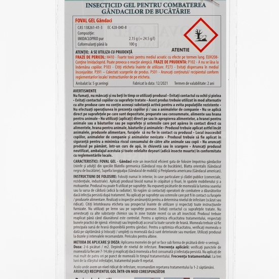 Insecticid pentru combaterea gândacilor de bucătărie 5 gr