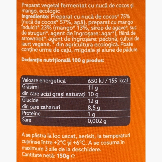 Preparat fermentat Joyurt din cocos cu mango eco 150g