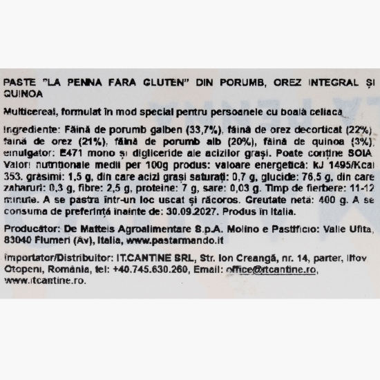 Paste La penna fără gluten 400g