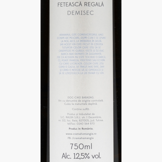 Vin alb demisec Ataman Fetească Regală, 12.5%, 0.75l